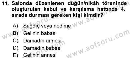Sosyal Davranış ve Protokol Dersi 2015 - 2016 Yılı (Vize) Ara Sınav Soruları 11. Soru