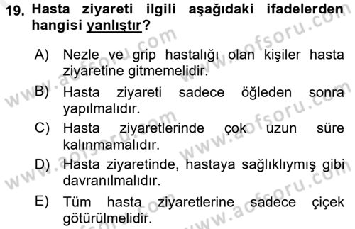 Sosyal Davranış ve Protokol Dersi 2015 - 2016 Yılı (Vize) Ara Sınav Soruları 19. Soru