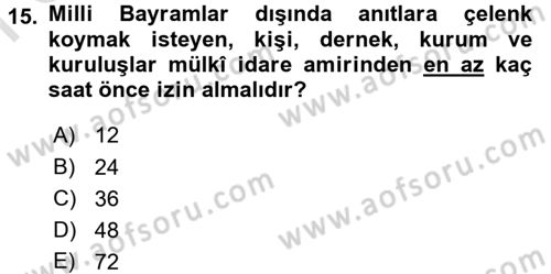 Sosyal Davranış ve Protokol Dersi 2015 - 2016 Yılı (Final) Dönem Sonu Sınav Soruları 15. Soru
