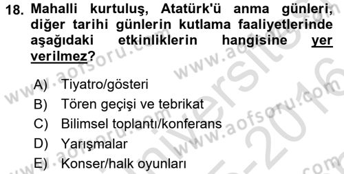 Sosyal Davranış ve Protokol Dersi 2015 - 2016 Yılı (Final) Dönem Sonu Sınav Soruları 18. Soru