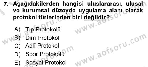 Sosyal Davranış ve Protokol Dersi 2015 - 2016 Yılı (Final) Dönem Sonu Sınav Soruları 7. Soru