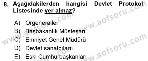 Sosyal Davranış ve Protokol Dersi 2015 - 2016 Yılı (Final) Dönem Sonu Sınav Soruları 8. Soru
