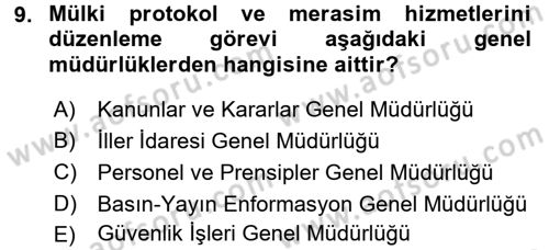 Sosyal Davranış ve Protokol Dersi 2015 - 2016 Yılı (Final) Dönem Sonu Sınav Soruları 9. Soru
