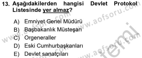 Sosyal Davranış ve Protokol Dersi 2016 - 2017 Yılı 3 Ders Sınav Soruları 13. Soru