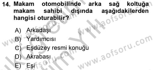 Sosyal Davranış ve Protokol Dersi 2016 - 2017 Yılı 3 Ders Sınav Soruları 14. Soru