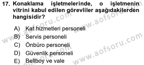 Sosyal Davranış ve Protokol Dersi 2016 - 2017 Yılı 3 Ders Sınavı 17. Soru