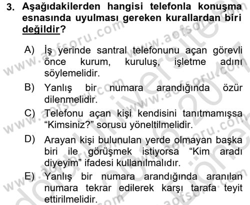 Sosyal Davranış ve Protokol Dersi 2016 - 2017 Yılı (Final) Dönem Sonu Sınav Soruları 3. Soru