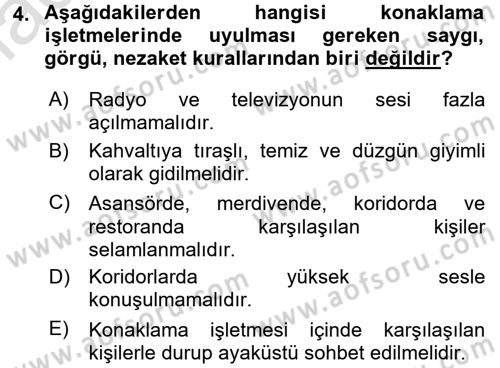 Sosyal Davranış ve Protokol Dersi 2016 - 2017 Yılı (Final) Dönem Sonu Sınav Soruları 4. Soru