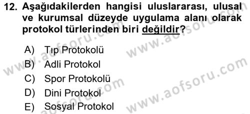 Sosyal Davranış ve Protokol Dersi 2017 - 2018 Yılı 3 Ders Sınav Soruları 12. Soru