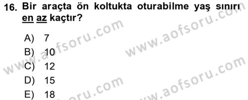 Sosyal Davranış ve Protokol Dersi 2017 - 2018 Yılı (Vize) Ara Sınav Soruları 16. Soru