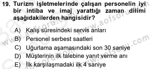 Sosyal Davranış ve Protokol Dersi 2017 - 2018 Yılı (Final) Dönem Sonu Sınav Soruları 19. Soru
