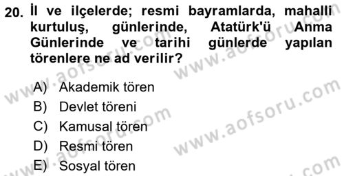 Sosyal Davranış ve Protokol Dersi 2017 - 2018 Yılı (Final) Dönem Sonu Sınav Soruları 20. Soru