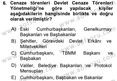 Sosyal Davranış ve Protokol Dersi 2017 - 2018 Yılı (Final) Dönem Sonu Sınav Soruları 6. Soru