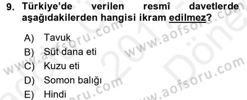 Sosyal Davranış ve Protokol Dersi 2017 - 2018 Yılı (Final) Dönem Sonu Sınav Soruları 9. Soru