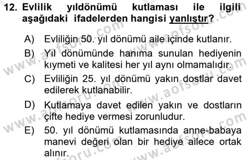 Sosyal Davranış ve Protokol Dersi 2018 - 2019 Yılı (Vize) Ara Sınav Soruları 12. Soru