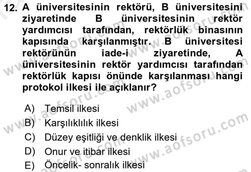 Sosyal Davranış ve Protokol Dersi 2018 - 2019 Yılı (Final) Dönem Sonu Sınav Soruları 12. Soru