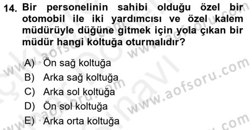 Sosyal Davranış ve Protokol Dersi 2018 - 2019 Yılı (Final) Dönem Sonu Sınav Soruları 14. Soru