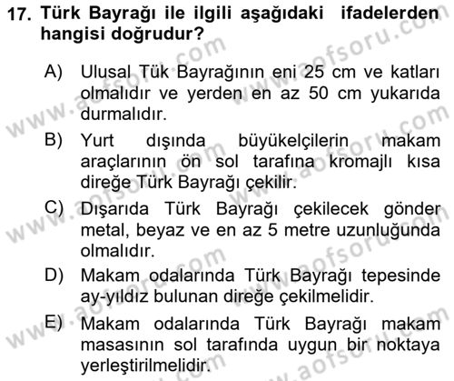 Sosyal Davranış ve Protokol Dersi 2018 - 2019 Yılı (Final) Dönem Sonu Sınav Soruları 17. Soru