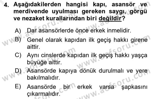 Sosyal Davranış ve Protokol Dersi 2018 - 2019 Yılı (Final) Dönem Sonu Sınav Soruları 4. Soru