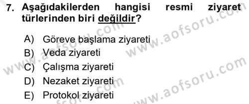 Sosyal Davranış ve Protokol Dersi 2018 - 2019 Yılı (Final) Dönem Sonu Sınav Soruları 7. Soru