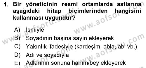 Sosyal Davranış ve Protokol Dersi 2018 - 2019 Yılı Yaz Okulu Sınav Soruları 1. Soru