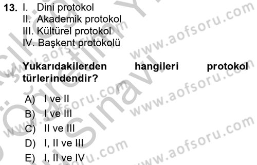 Sosyal Davranış ve Protokol Dersi 2018 - 2019 Yılı Yaz Okulu Sınav Soruları 13. Soru