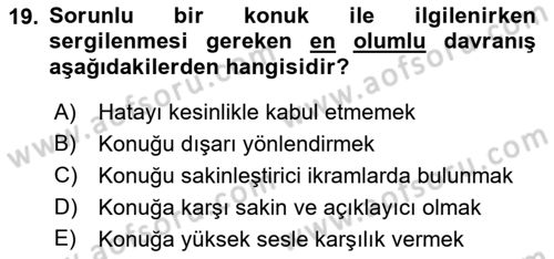 Sosyal Davranış ve Protokol Dersi 2018 - 2019 Yılı Yaz Okulu Sınav Soruları 19. Soru