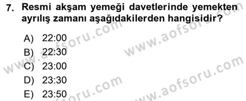 Sosyal Davranış ve Protokol Dersi 2018 - 2019 Yılı Yaz Okulu Sınav Soruları 7. Soru