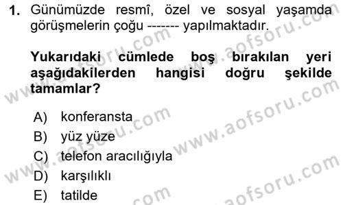 Sosyal Davranış ve Protokol Dersi 2020 - 2021 Yılı Yaz Okulu Sınavı 1. Soru