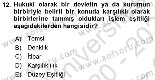 Sosyal Davranış ve Protokol Dersi 2020 - 2021 Yılı Yaz Okulu Sınav Soruları 12. Soru