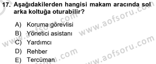 Sosyal Davranış ve Protokol Dersi 2020 - 2021 Yılı Yaz Okulu Sınav Soruları 17. Soru