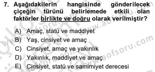 Sosyal Davranış ve Protokol Dersi 2020 - 2021 Yılı Yaz Okulu Sınav Soruları 7. Soru