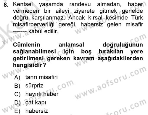 Sosyal Davranış ve Protokol Dersi 2020 - 2021 Yılı Yaz Okulu Sınav Soruları 8. Soru