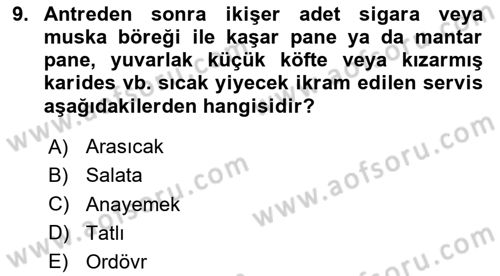 Sosyal Davranış ve Protokol Dersi 2020 - 2021 Yılı Yaz Okulu Sınavı 9. Soru