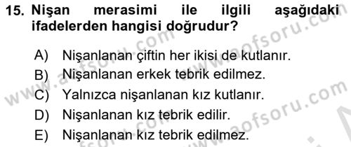 Sosyal Davranış ve Protokol Dersi 2021 - 2022 Yılı (Vize) Ara Sınav Soruları 15. Soru