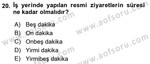 Sosyal Davranış ve Protokol Dersi 2021 - 2022 Yılı (Vize) Ara Sınav Soruları 20. Soru
