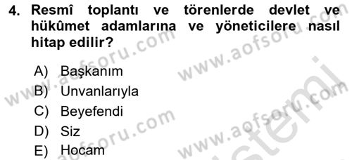 Sosyal Davranış ve Protokol Dersi 2021 - 2022 Yılı (Vize) Ara Sınav Soruları 4. Soru