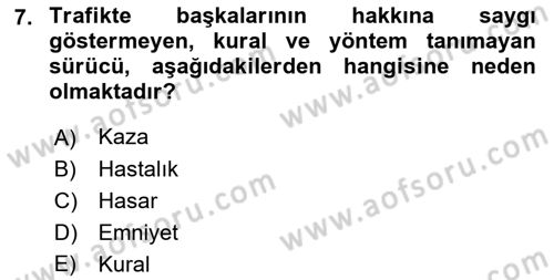 Sosyal Davranış ve Protokol Dersi 2021 - 2022 Yılı (Vize) Ara Sınav Soruları 7. Soru