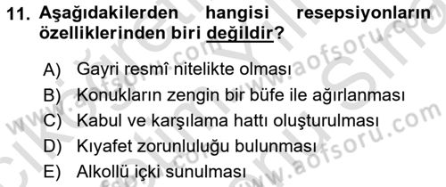 Sosyal Davranış ve Protokol Dersi 2021 - 2022 Yılı (Final) Dönem Sonu Sınav Soruları 11. Soru