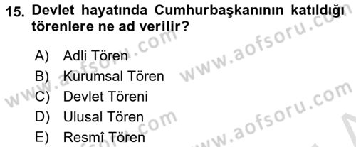 Sosyal Davranış ve Protokol Dersi 2021 - 2022 Yılı (Final) Dönem Sonu Sınav Soruları 15. Soru