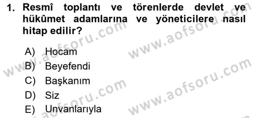 Sosyal Davranış ve Protokol Dersi 2021 - 2022 Yılı Yaz Okulu Sınav Soruları 1. Soru