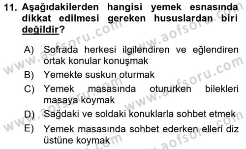 Sosyal Davranış ve Protokol Dersi 2021 - 2022 Yılı Yaz Okulu Sınav Soruları 11. Soru