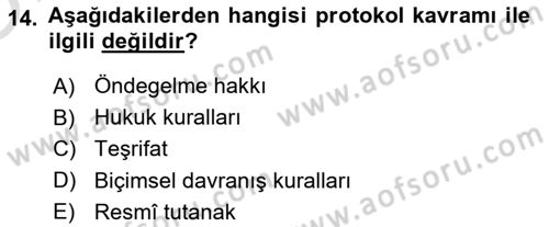Sosyal Davranış ve Protokol Dersi 2021 - 2022 Yılı Yaz Okulu Sınav Soruları 14. Soru