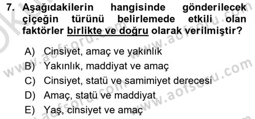 Sosyal Davranış ve Protokol Dersi 2021 - 2022 Yılı Yaz Okulu Sınav Soruları 7. Soru