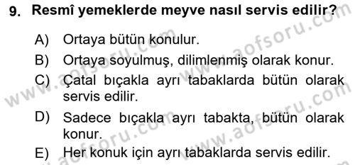Sosyal Davranış ve Protokol Dersi 2021 - 2022 Yılı Yaz Okulu Sınav Soruları 9. Soru