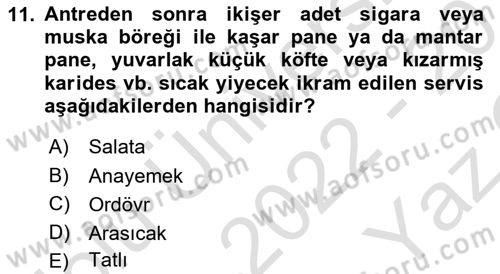 Sosyal Davranış ve Protokol Dersi 2022 - 2023 Yılı Yaz Okulu Sınav Soruları 11. Soru