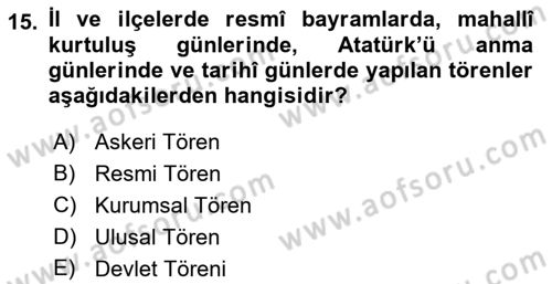 Sosyal Davranış ve Protokol Dersi 2022 - 2023 Yılı Yaz Okulu Sınav Soruları 15. Soru
