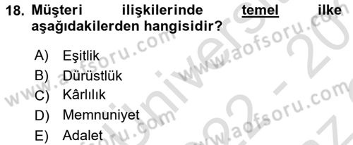 Sosyal Davranış ve Protokol Dersi 2022 - 2023 Yılı Yaz Okulu Sınav Soruları 18. Soru