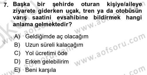 Sosyal Davranış ve Protokol Dersi 2022 - 2023 Yılı Yaz Okulu Sınav Soruları 7. Soru
