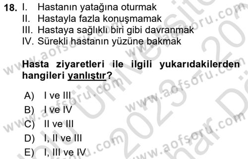 Sosyal Davranış ve Protokol Dersi 2023 - 2024 Yılı (Vize) Ara Sınav Soruları 18. Soru